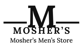 Mosher's Men's Store logo: a serif M between two rules, the word MOSHER'S, and the words Mosher's Men's Store